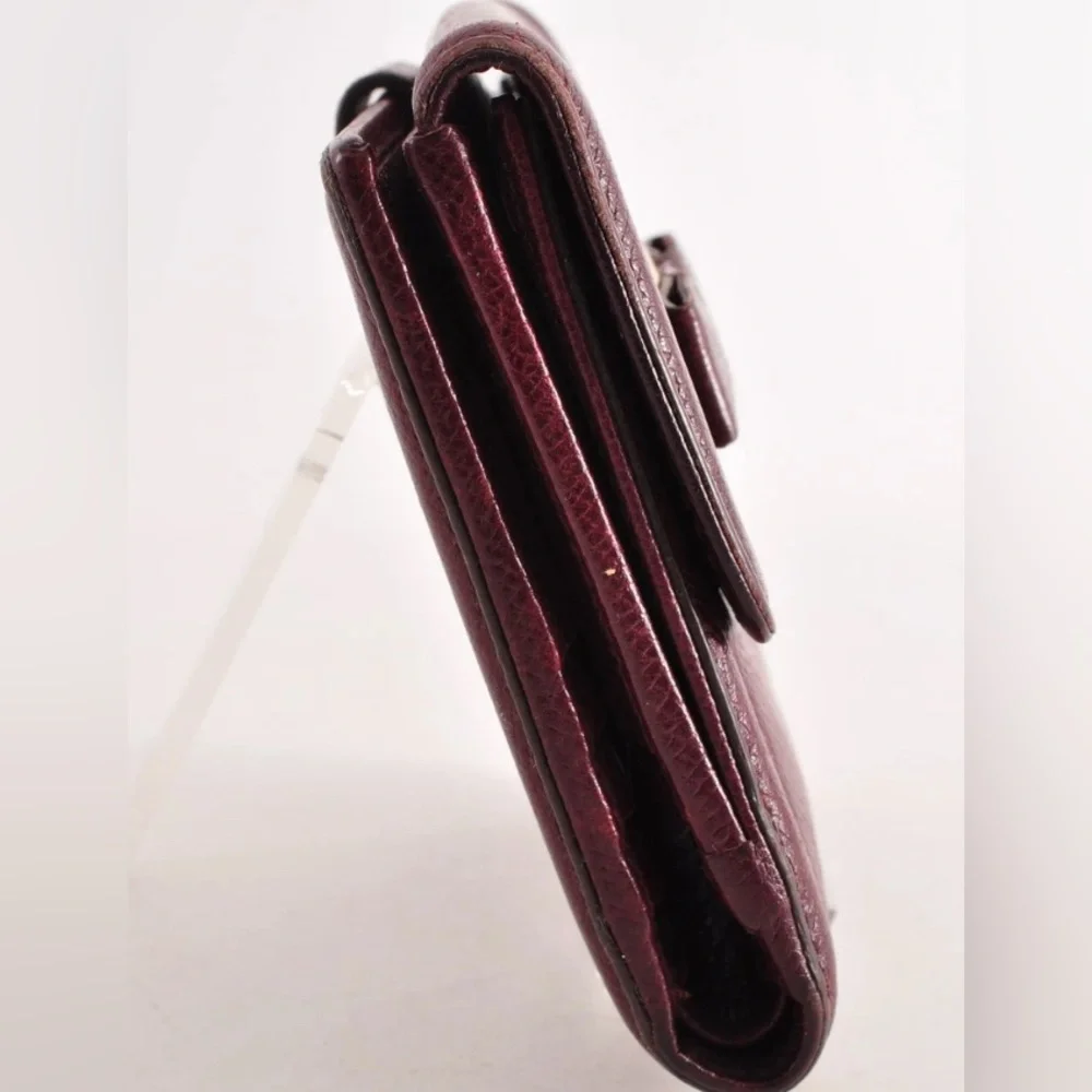 Salvatore Ferragamo Vara Ribbon Bi-Fold Wallet Leather Wine Red Auth EUC - Picture 4 of 16
